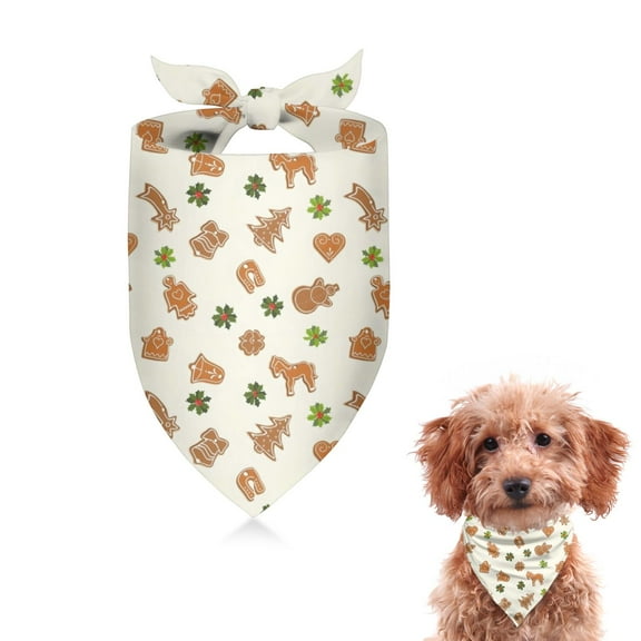 Dog Bandana 1 Pack,Beige Christmas Gingerbread Pattern Bandanas for Dogs,Cat Bandana,Small/ Large Dog Bandana 2 Size,Dog Bandanas Girl Boy