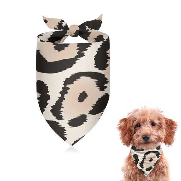 Dog Bandana 1 Pack,Beige and Black Leopard Pattern Bandanas for Dogs,Cat Bandana,Small/ Large Dog Bandana 2 Size,Dog Bandanas Girl Boy