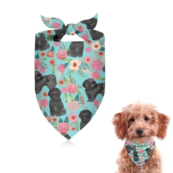 Dog Bandana 1 Pack,Bichon Dog Blue Florals Bandanas for Dogs,Cat Bandana,Small/ Large Dog Bandana 2 Size,Dog Bandanas