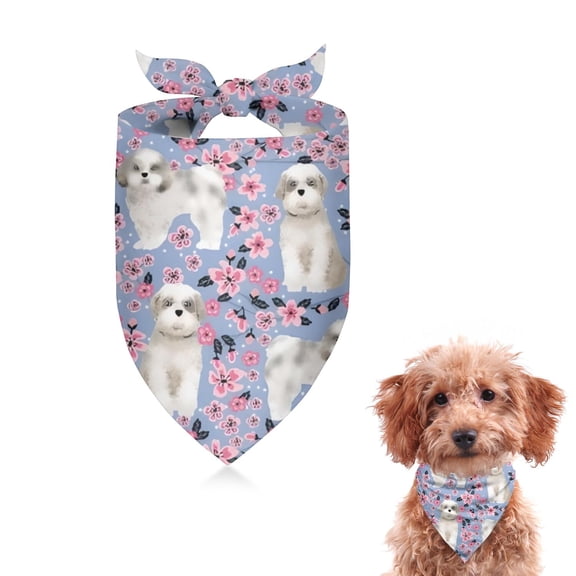 Dog Bandana 1 Pack,Bichon Dog Purple Florals Bandanas for Dogs,Cat Bandana,Small/ Large Dog Bandana 2 Size,Dog Bandanas