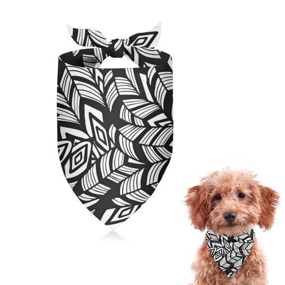 Dog Bandana 1 Pack,Black Boho Tribal Feathers Pattern Bandanas for Dogs,Cat Bandana,Small/ Large Dog Bandana 2 Size,Dog Bandanas Girl Boy