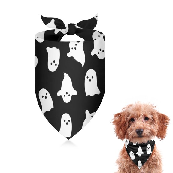 Dog Bandana 1 Pack,Black Halloween Ghosts with Boo Bandanas for Dogs,Cat Bandana,Small/ Large Dog Bandana 2 Size,Dog Bandanas Girl Boy