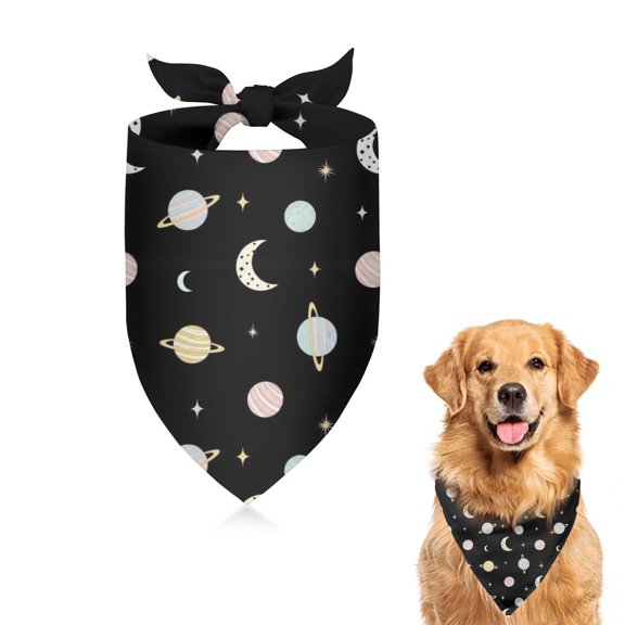 Dog Bandana 1 Pack,Black Planet Moon Pattern Bandanas for Dogs,Cat Bandana,Small/ Large Dog Bandana 2 Size,Dog Bandanas Girl Boy