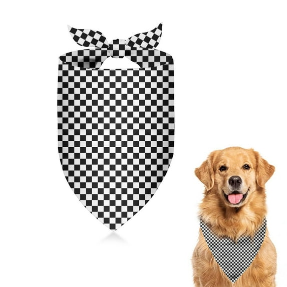 Dog Bandana 1 Pack,Black White Small Checkered Pattern Bandanas for Dogs,Cat Bandana,Small/ Large Dog Bandana 2 Size,Dog Bandanas