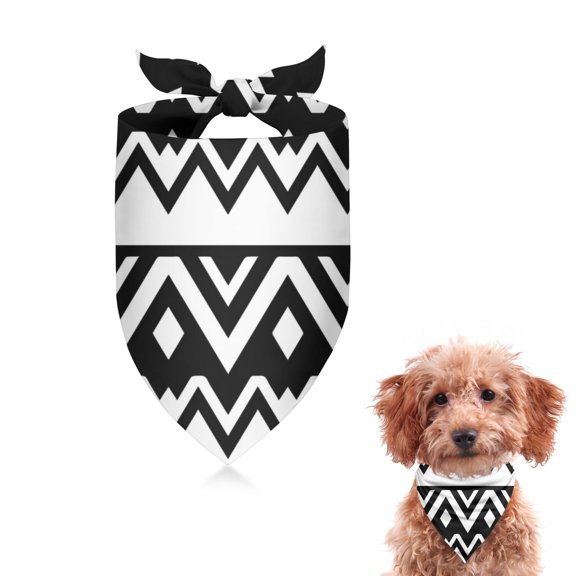 Dog Bandana 1 Pack,Black and White Zigzag Pattern Bandanas for Dogs,Cat Bandana,Small/ Large Dog Bandana 2 Size,Dog Bandanas Girl Boy