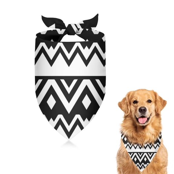Dog Bandana 1 Pack,Black and White Zigzag Pattern Bandanas for Dogs,Cat Bandana,Small/ Large Dog Bandana 2 Size,Dog Bandanas Girl Boy