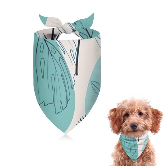 Dog Bandana 1 Pack,Blue Boho Plant Pattern Bandanas for Dogs,Cat Bandana,Small/ Large Dog Bandana 2 Size,Dog Bandanas Girl Boy