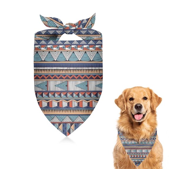 Dog Bandana 1 Pack,Blue Boho Tribal Triangles and Arrows Pattern Bandanas for Dogs,Cat Bandana,Small/ Large Dog Bandana 2 Size,Dog Bandanas Girl Boy