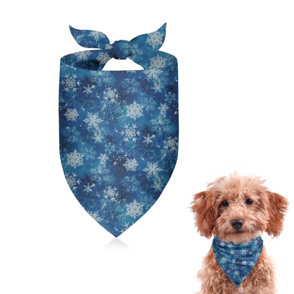 Dog Bandana 1 Pack,Blue Christmas Snowflake Pattern Bandanas for Dogs,Cat Bandana,Small/ Large Dog Bandana 2 Size,Dog Bandanas Girl Boy