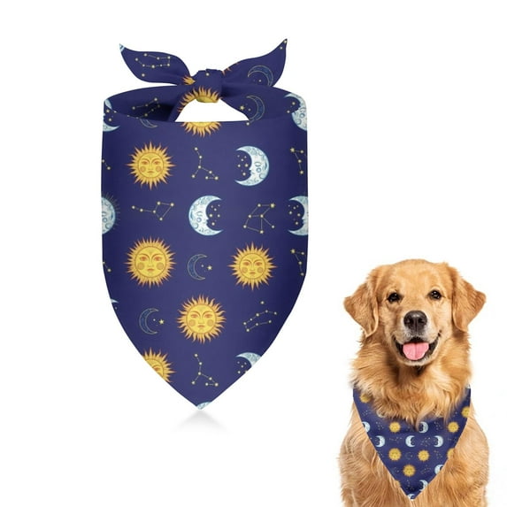 Dog Bandana 1 Pack,Blue Sun Moon Constellation Pattern Bandanas for Dogs,Cat Bandana,Small/ Large Dog Bandana 2 Size,Dog Bandanas Girl Boy