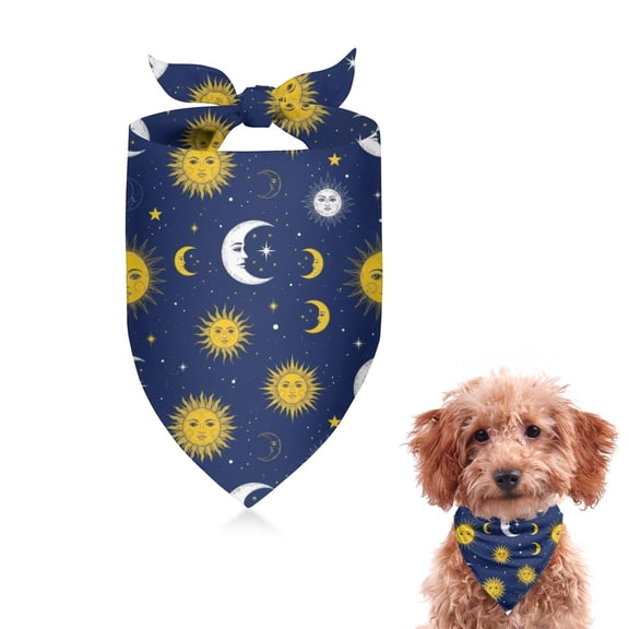 Dog Bandana 1 Pack,Blue Sun Moon Star Pattern Bandanas for Dogs,Cat Bandana,Small/ Large Dog Bandana 2 Size,Dog Bandanas Girl Boy