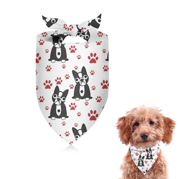 Dog Bandana 1 Pack,Boston Terrier Puppy Dog Bandanas for Dogs,Cat Bandana,Small/ Large Dog Bandana 2 Size,Dog Bandanas