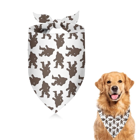 Dog Bandana 1 Pack,Brown Bigfoot Pattern Bandanas for Dogs,Cat Bandana,Small/ Large Dog Bandana 2 Size,Dog Bandanas Girl Boy