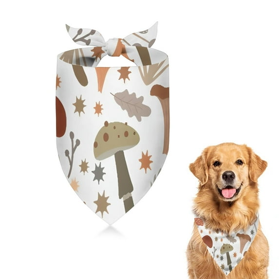 Dog Bandana 1 Pack,Brown Mushroom Leaf Light Pattern Bandanas for Dogs,Cat Bandana,Small/ Large Dog Bandana 2 Size,Dog Bandanas