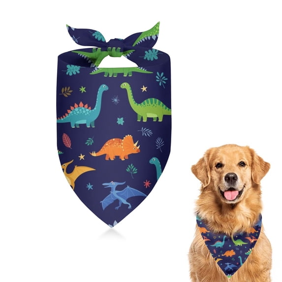 Dog Bandana 1 Pack,Colorful Dinosaur and Leaf Pattern Bandanas for Dogs,Cat Bandana,Small/ Large Dog Bandana 2 Size,Dog Bandanas