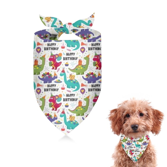 Dog Bandana 1 Pack,Colorful Dinosaurs Birthday Text Pattern Bandanas for Dogs,Cat Bandana,Small/ Large Dog Bandana 2 Size,Dog Bandanas