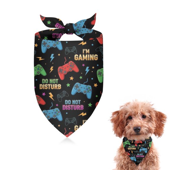 Dog Bandana 1 Pack,Colorful Games Sign Black Pattern Bandanas for Dogs,Cat Bandana,Small/ Large Dog Bandana 2 Size,Dog Bandanas Girl Boy