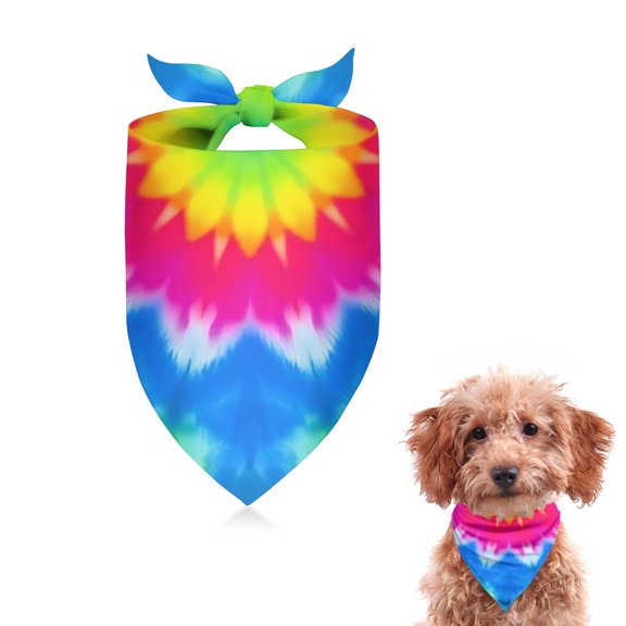 Dog Bandana 1 Pack,Colorful Tie Dye Lotus Pattern Bandanas for Dogs,Cat Bandana,Small/ Large Dog Bandana 2 Size,Dog Bandanas