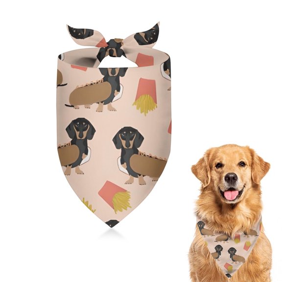 Dog Bandana 1 Pack,Dachshund Hotdog Fries Bandanas for Dogs,Cat Bandana,Small/ Large Dog Bandana 2 Size,Dog Bandanas