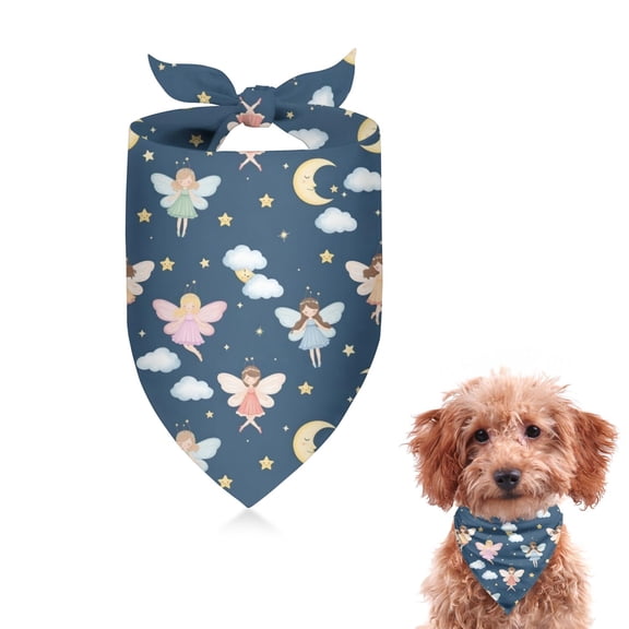Dog Bandana 1 Pack,Dark Blue Fairy Moon Princess Pattern Bandanas for Dogs,Cat Bandana,Small/ Large Dog Bandana 2 Size,Dog Bandanas