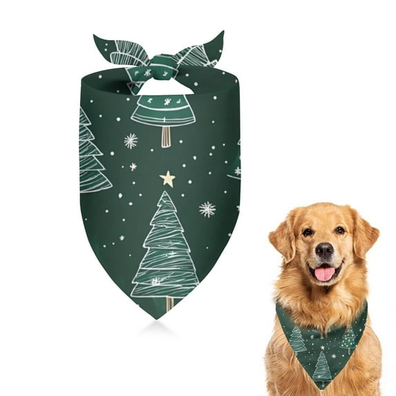 Dog Bandana 1 Pack,Dark Green Christmas Tree Pattern Bandanas for Dogs,Cat Bandana,Small/ Large Dog Bandana 2 Size,Dog Bandanas Girl Boy