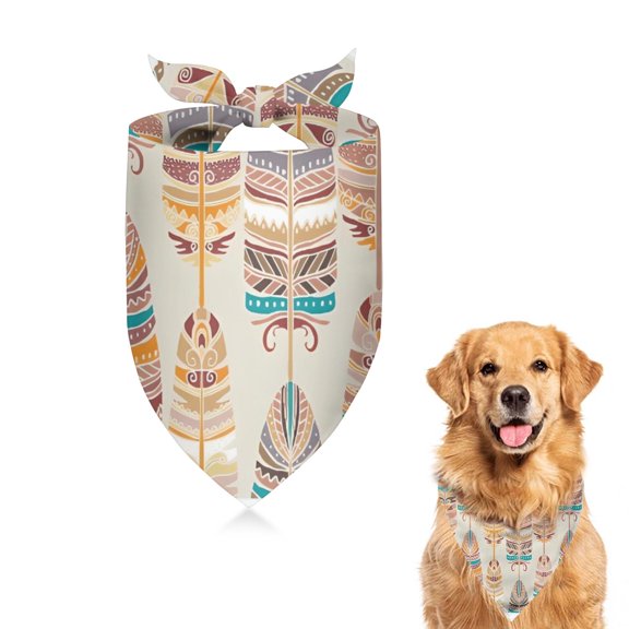 Dog Bandana 1 Pack,Ethnic - Style Colorful Feather Pattern Bandanas for Dogs,Cat Bandana,Small/ Large Dog Bandana 2 Size,Dog Bandanas Girl Boy
