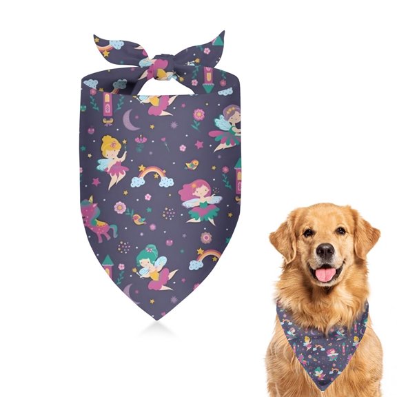 Dog Bandana 1 Pack,Fairy Princess Magic Pattern Bandanas for Dogs,Cat Bandana,Small/ Large Dog Bandana 2 Size,Dog Bandanas
