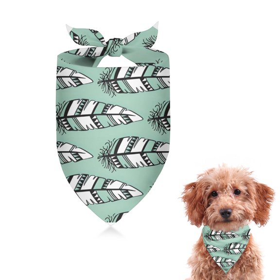 Dog Bandana 1 Pack,Green - Based Black and White Geometric Feather Pattern Bandanas for Dogs,Cat Bandana,Small/ Large Dog Bandana 2 Size,Dog Bandanas Girl Boy