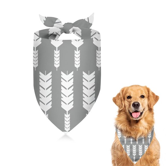 Dog Bandana 1 Pack,Grey and White Arrow Feather Pattern Bandanas for Dogs,Cat Bandana,Small/ Large Dog Bandana 2 Size,Dog Bandanas Girl Boy