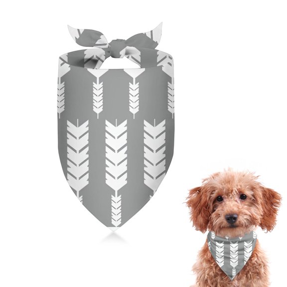 Dog Bandana 1 Pack,Grey and White Arrow Feather Pattern Bandanas for Dogs,Cat Bandana,Small/ Large Dog Bandana 2 Size,Dog Bandanas Girl Boy