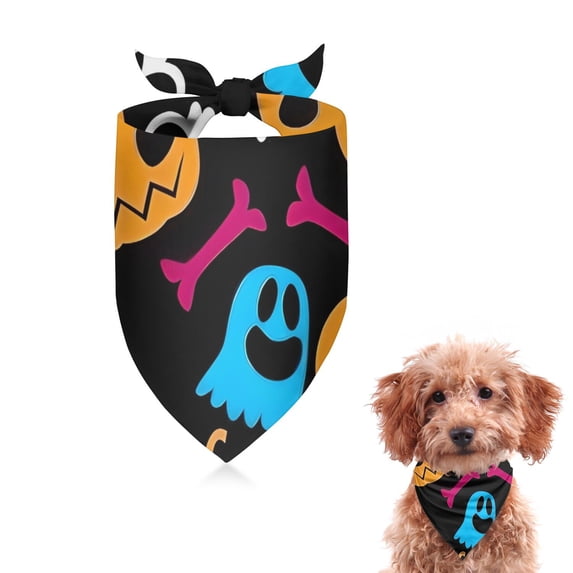 Dog Bandana 1 Pack,Colorful Halloween Elements Pattern Bandanas for Dogs,Cat Bandana,Small/ Large Dog Bandana 2 Size,Dog Bandanas Girl Boy