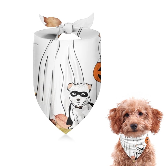 Dog Bandana 1 Pack,Halloween Dogs in Ghost Costumes Bandanas for Dogs,Cat Bandana,Small/ Large Dog Bandana 2 Size,Dog Bandanas Girl Boy