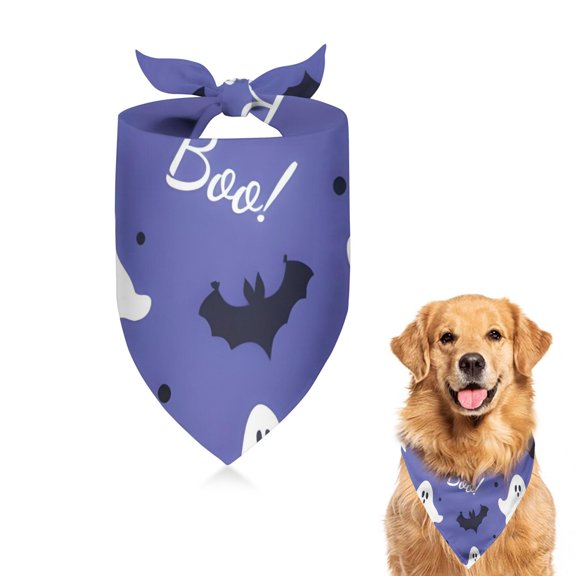 Dog Bandana 1 Pack,Halloween Ghost Bat Pattern Bandanas for Dogs,Cat Bandana,Small/ Large Dog Bandana 2 Size,Dog Bandanas Girl Boy