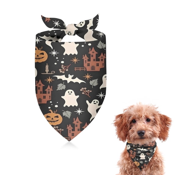 Dog Bandana 1 Pack,Halloween Ghosts Castles and Pumpkins Bandanas for Dogs,Cat Bandana,Small/ Large Dog Bandana 2 Size,Dog Bandanas Girl Boy