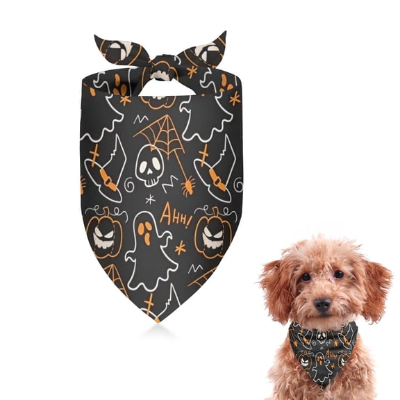 Dog Bandana 1 Pack,Halloween Ghosts and Spider Webs Bandanas for Dogs,Cat Bandana,Small/ Large Dog Bandana 2 Size,Dog Bandanas Girl Boy
