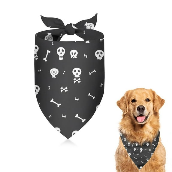 Dog Bandana 1 Pack,Halloween Skull and Bone Pattern Bandanas for Dogs,Cat Bandana,Small/ Large Dog Bandana 2 Size,Dog Bandanas Girl Boy