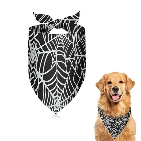 Dog Bandana 1 Pack,Halloween White Spider Web Pattern Bandanas for Dogs,Cat Bandana,Small/ Large Dog Bandana 2 Size,Dog Bandanas Girl Boy