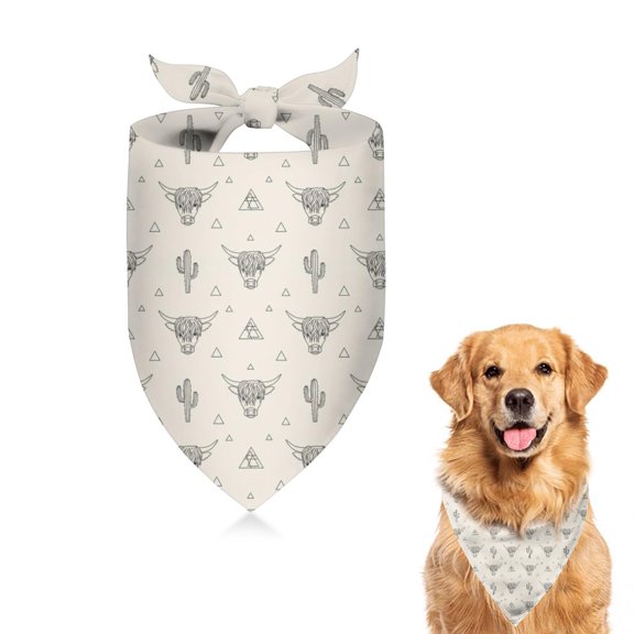 Dog Bandana 1 Pack,Highland Cow Cactus Triangle Pattern Bandanas for Dogs,Cat Bandana,Small/ Large Dog Bandana 2 Size,Dog Bandanas