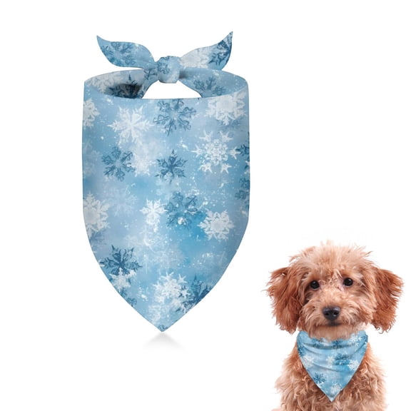 Dog Bandana 1 Pack,Light Blue Christmas Snowflake Pattern Bandanas for Dogs,Cat Bandana,Small/ Large Dog Bandana 2 Size,Dog Bandanas Girl Boy