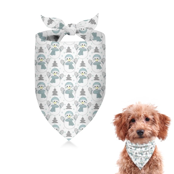 Dog Bandana 1 Pack,Light Blue Christmas Snowman Pattern Bandanas for Dogs,Cat Bandana,Small/ Large Dog Bandana 2 Size,Dog Bandanas Girl Boy