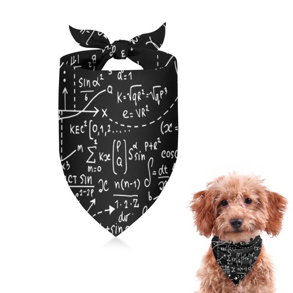 Dog Bandana 1 Pack,Math Equations Chemistry Lab Black Pattern Bandanas for Dogs,Cat Bandana,Small/ Large Dog Bandana 2 Size,Dog Bandanas