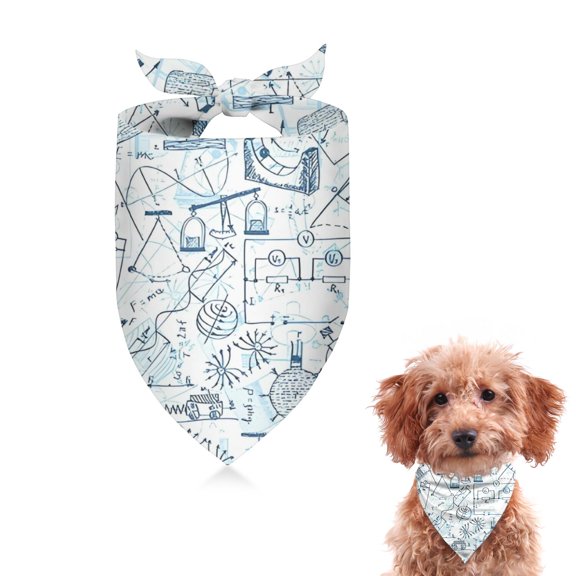 Dog Bandana 1 Pack,Math Equations Science Symbols Pattern Bandanas for Dogs,Cat Bandana,Small/ Large Dog Bandana 2 Size,Dog Bandanas