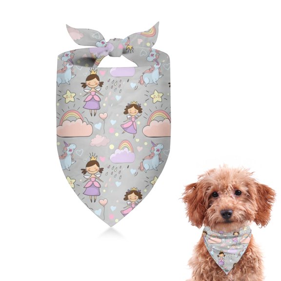 Dog Bandana 1 Pack,Pastel Princess Unicorn Pattern Bandanas for Dogs,Cat Bandana,Small/ Large Dog Bandana 2 Size,Dog Bandanas