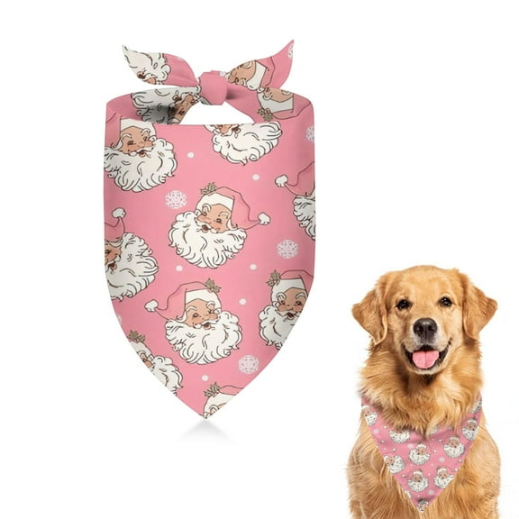 Dog Bandana 1 Pack,Pink Christmas Santa Pattern Bandanas for Dogs,Cat Bandana,Small/ Large Dog Bandana 2 Size,Dog Bandanas Girl Boy