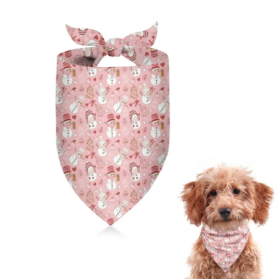 Dog Bandana 1 Pack,Pink Christmas Snowman Pattern Bandanas for Dogs,Cat Bandana,Small/ Large Dog Bandana 2 Size,Dog Bandanas Girl Boy