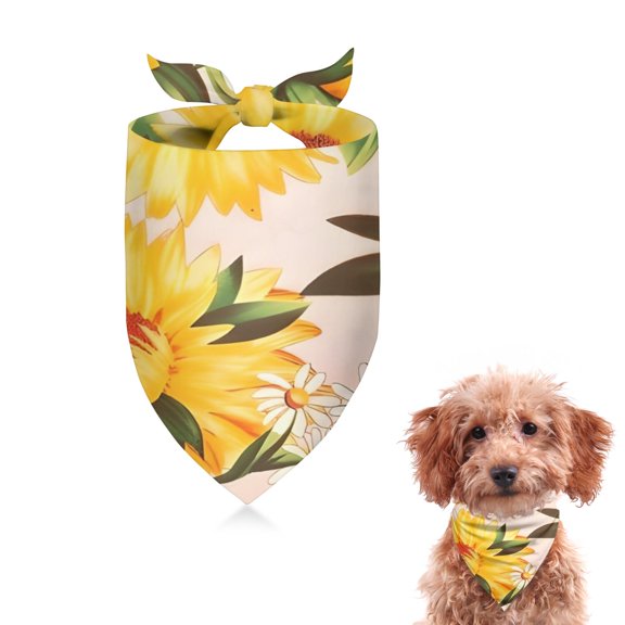 Dog Bandana 1 Pack,Pink Sunflower Daisy Pattern Bandanas for Dogs,Cat Bandana,Small/ Large Dog Bandana 2 Size,Dog Bandanas