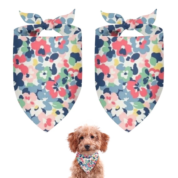 Dog Bandana 2 Pack,Pioneer Flower Floral Print Pattern Bandanas for Dogs,Cat Bandana,Small/ Large Dog Bandana 2 Size,Dog Bandanas Girl Boy