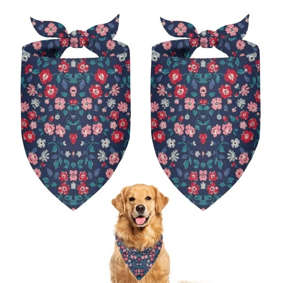 Dog Bandana 2 Pack,Pioneer Flower Floral Print Pattern Bandanas for Dogs,Cat Bandana,Small/ Large Dog Bandana 2 Size,Dog Bandanas Girl Boy