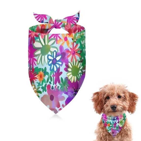 Dog Bandana 1 Pack,Pioneer Flower Floral Print Pattern Bandanas for Dogs,Cat Bandana,Small/ Large Dog Bandana 2 Size,Dog Bandanas