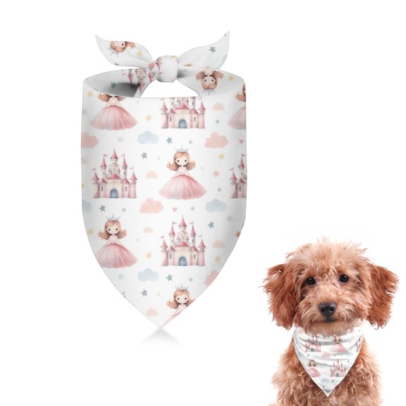Dog Bandana 1 Pack,Princess Castle Pattern Bandanas for Dogs,Cat Bandana,Small/ Large Dog Bandana 2 Size,Dog Bandanas